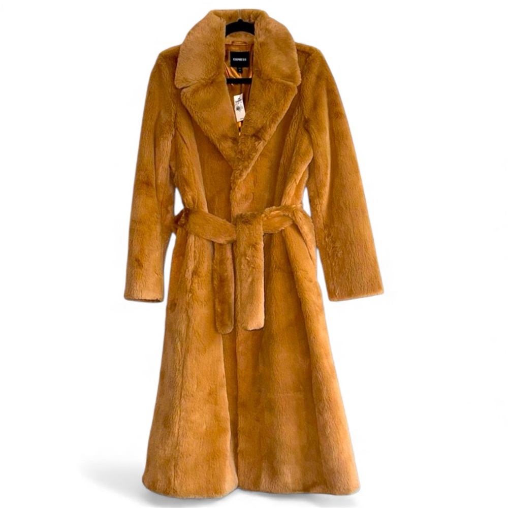 (XS) Express Tan Faux Fur Teddy Jacket - Picture 3 of 3